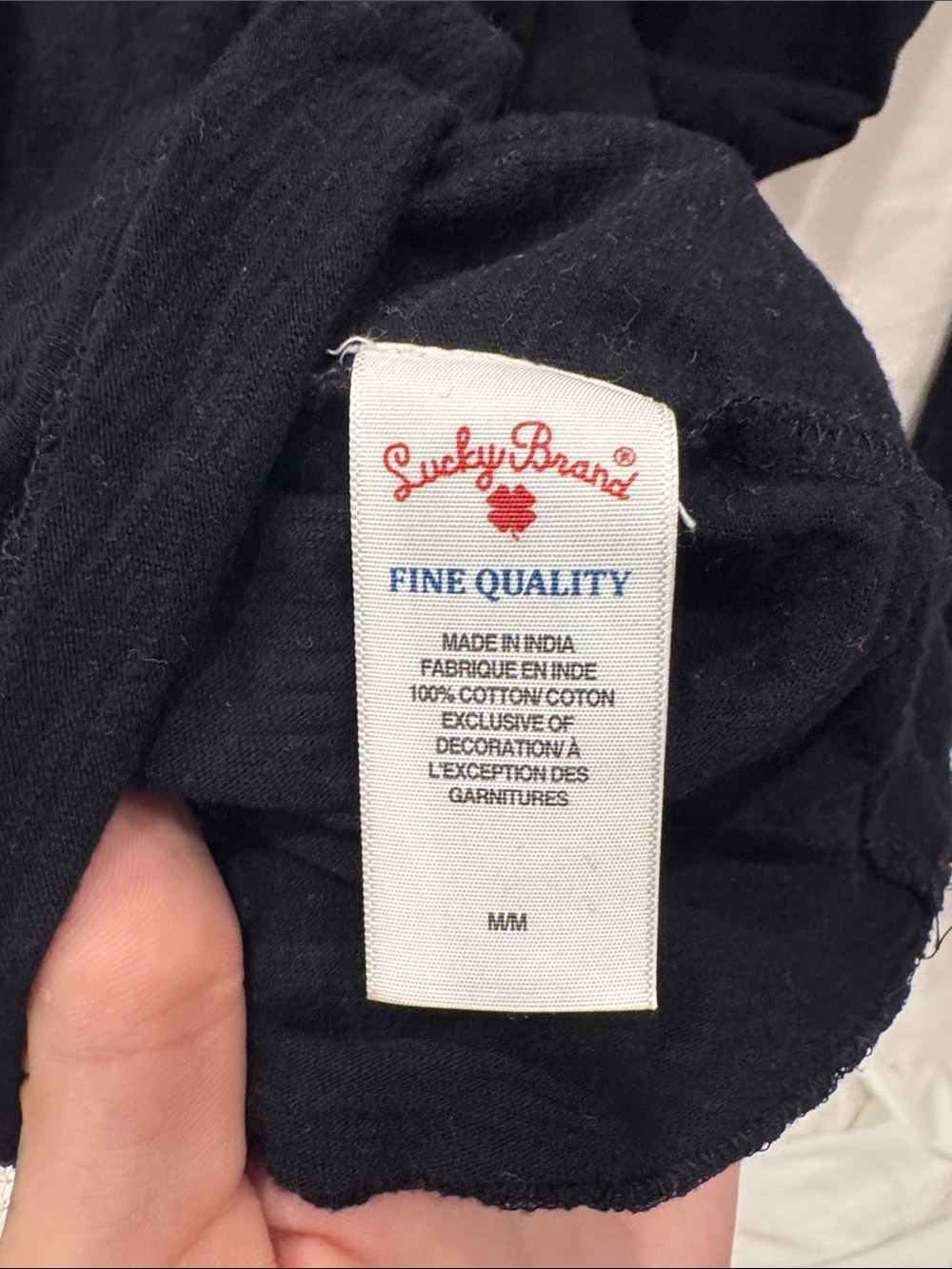 Lucky Brand Black Long-Sleeve V-Neck 100% Cotton Top, Size M - Picture 4 of 4